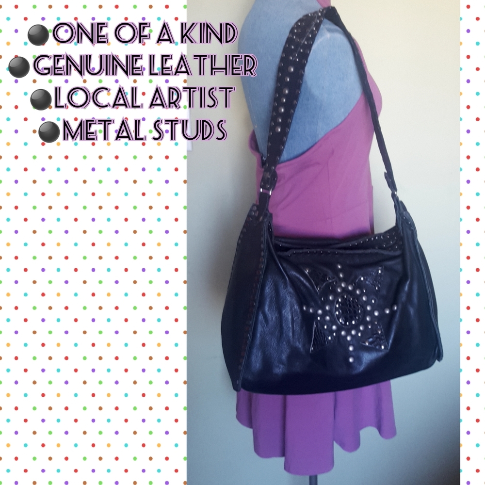 REDUCED!SUPERB!Alligator  Calf skin  Studded  Shoulderbag